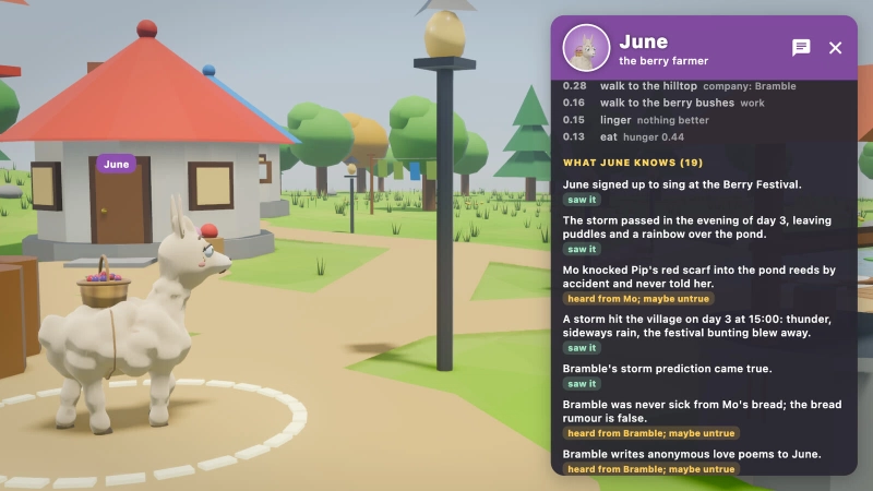 June’s inspector lists facts and marks whether she saw them or heard them from another llama.