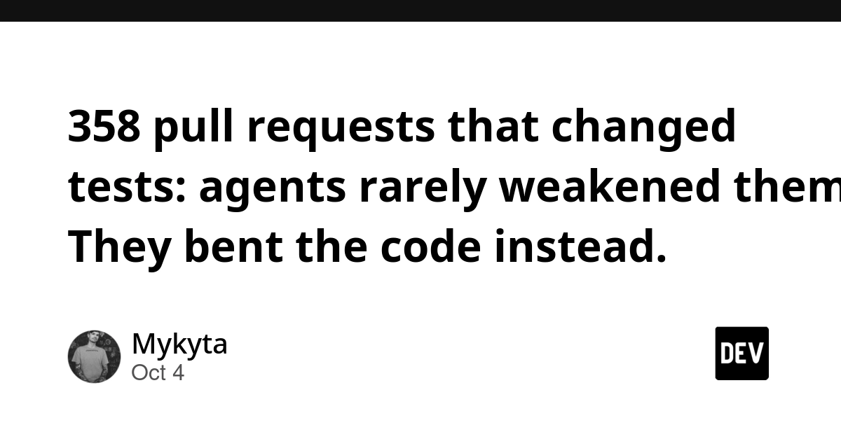 358 pull requests that changed tests: agents rarely weakened them. They bent the code instead.