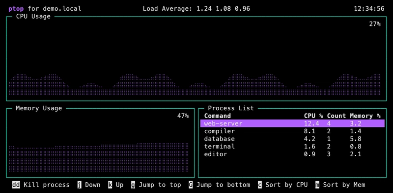 ptop terminal monitor